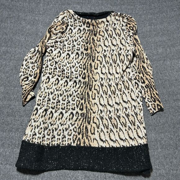 Chicos Leopard Print Long Cardigan Sweater Size‎ 3 Black Gold Cream - Picture 8 of 8